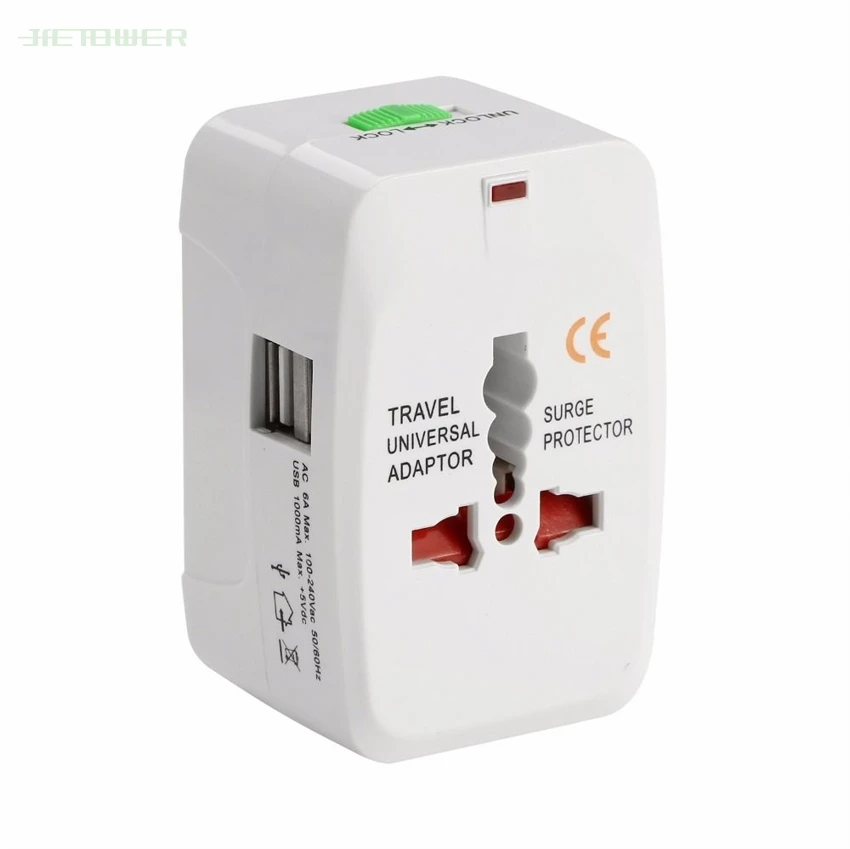 

300sets/lot Universal 2 USB World Charger Plug All-in-one Travel AC Power Adapter Converter To US/UK/AU/EU Plug
