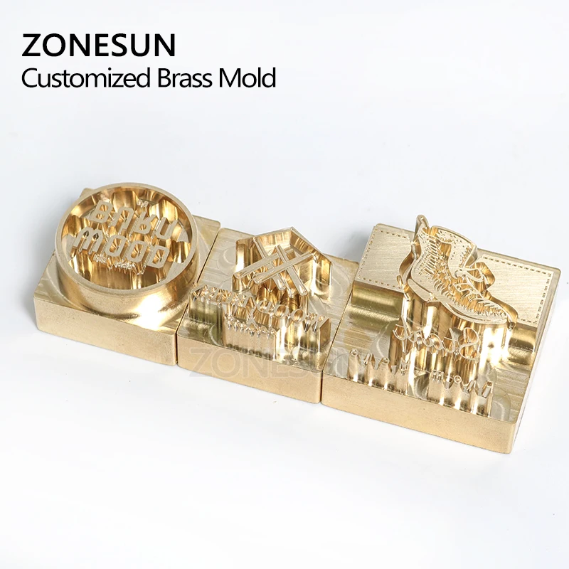 zonesun new 20mm thick brass leather stamp mold brand logo hot stamping emboss brass mold for christmas diy gift free global shipping