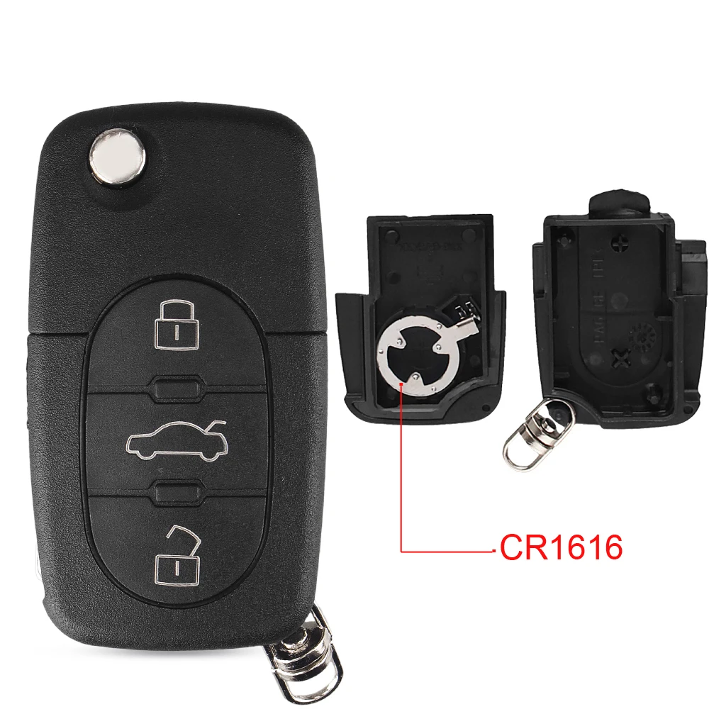3 Buttons CR1620 Dandkey флип 2 3 кнопки складной пульт дистанционного ключа оболочки чехол Брелок для Audi TT A2 A3 A4 A6 A8 Quattr HU66 лезвие CR1620 CR2032 держатель - Цвет: 3 Buttons CR1620