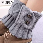 Женские вязаные гетры, 8 цветов, Короткие гетры с манжетами на пуговицах, вязаные гетры на осеньзиму