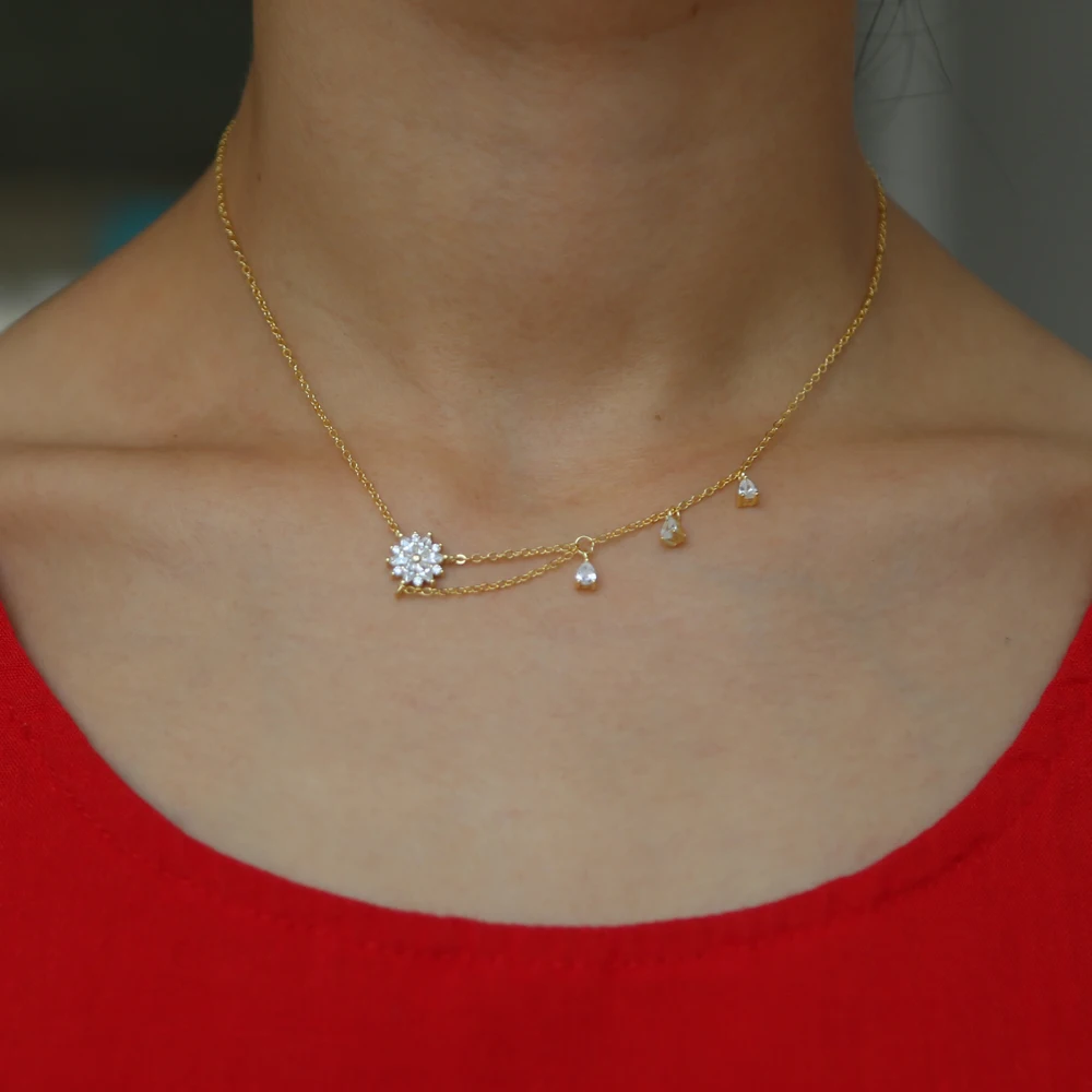 Женский чокер из серебра 2018 пробы с фианитами|Ожерелья| |