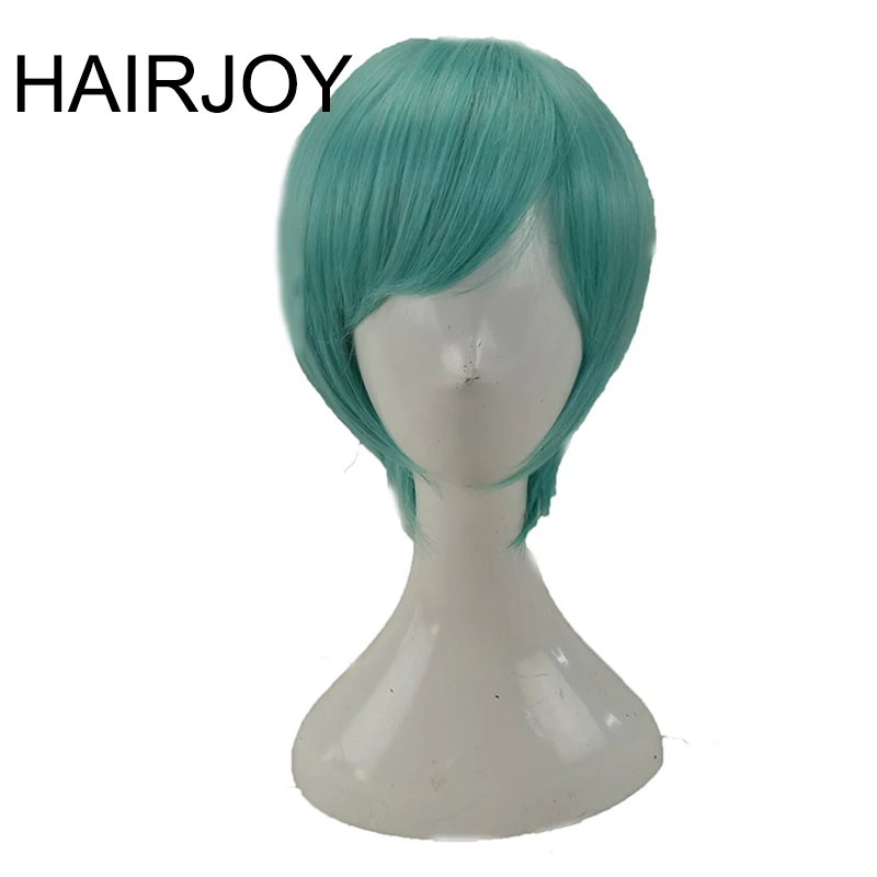 green HAIRJOY синтетические волосы Короткий прямой парик для косплея Фиолетовый Синий блонд зеленый коричневый 6 цветов - Цвет: green