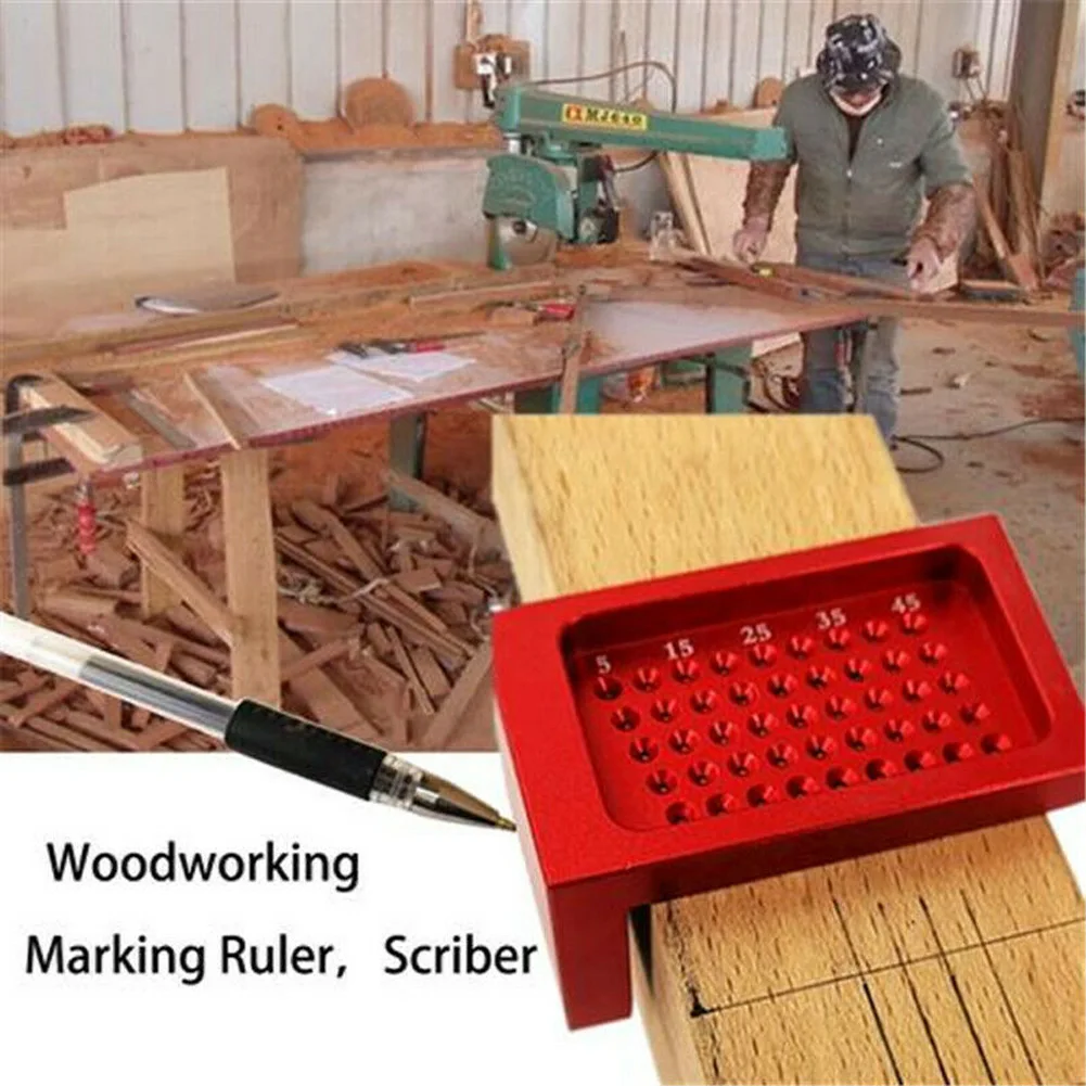 

T50 T-type Ruler Hole Scribing Measuring Wood Gauge Aluminum Alloy Woodworking Scriber Mark Line Gauge