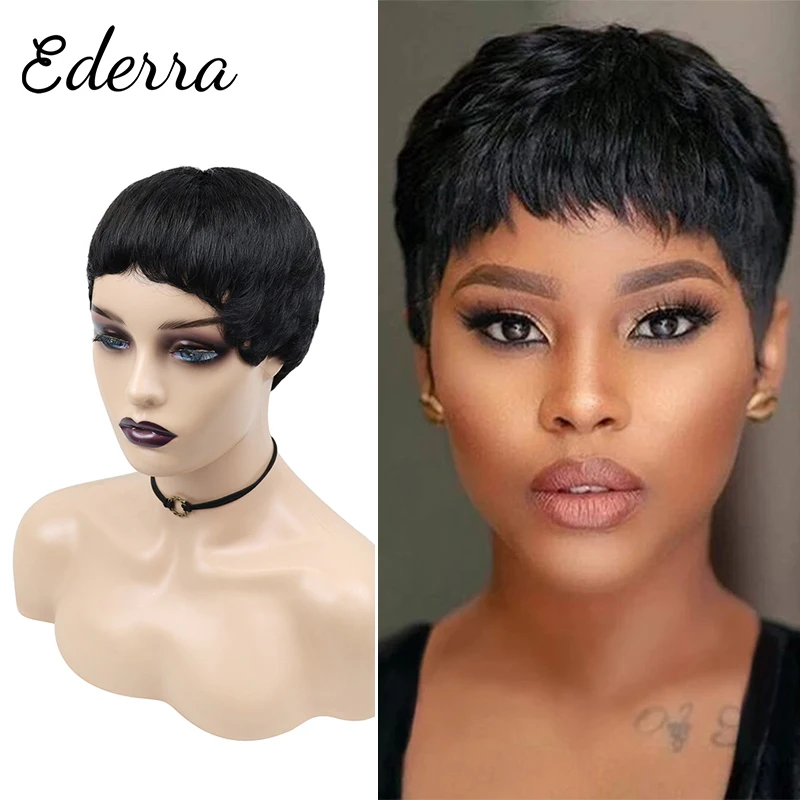 

Short Pixie Cut Straight Hair Wig Peruvian Human Hair Wigs For Black Women 150% Glueless Machine Made Wig Free Shipping