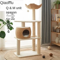 fq winter bamboo woven rattan mat cat climbing frame cat nest large non covering cat tree jumping platform