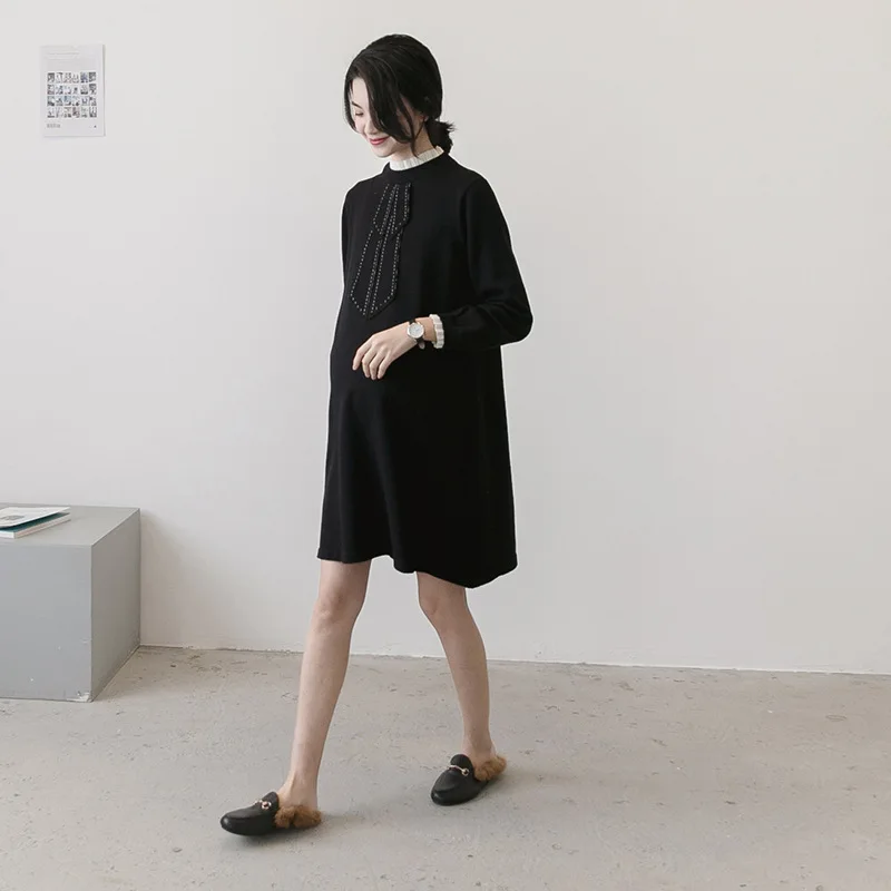 Осень/Зима 2020 новое платье для беременных вязаный свитер средней длины корейский