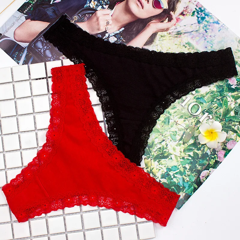 Трусики-танга женские кружевные с низкой посадкой 3 шт./упаковка | Женская одежда