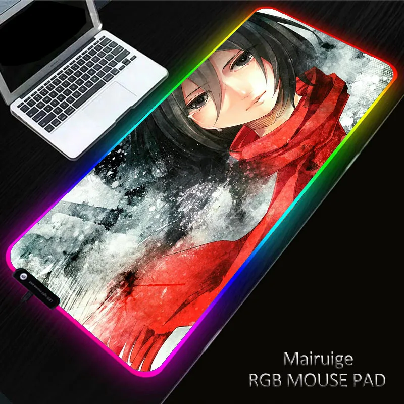 

Anime Attack on Titan Large RGB Gaming Mouse Pad Gamer Computer 40*90CM Mousepad Backlit Mause Large Desk Keyboard LED Mice Mat