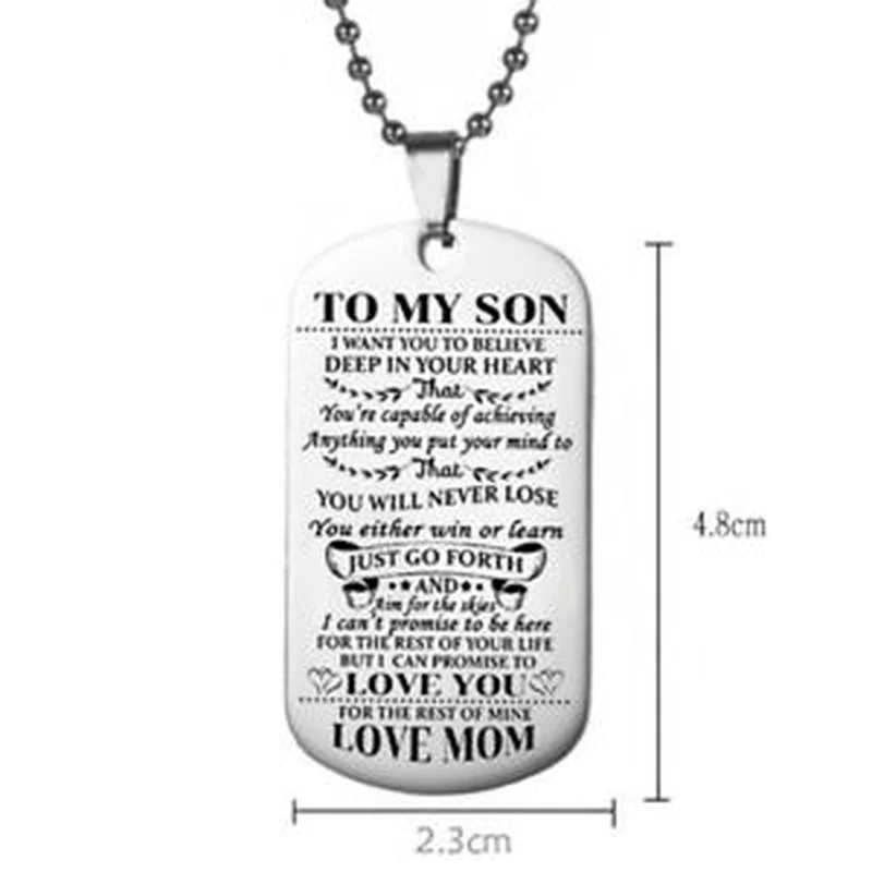 

To My Son Daughter Love Dad Mom Stainless Steel Necklace Dog Tags Pendant Necklace Family Jewelry Army Cards Engraved