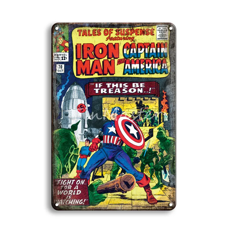 MARVEL COMICS ободок для волос в стиле чудо-женщина супергерой Железный человек металлический оловянный знак детская спальня Детская комната Декор для гостиной винтажный металлический постер - Цвет: 20122