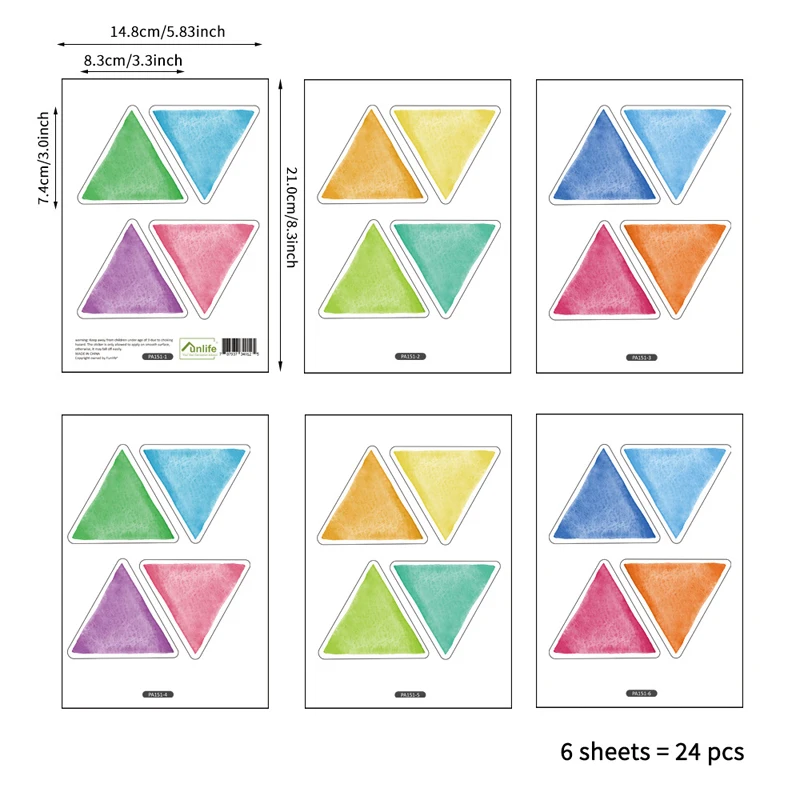 Цветные треугольные настенные наклейки макарон Скандинавское украшение для