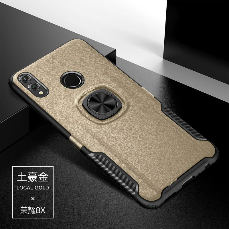 Для Honor 8X Max чехол, роскошный рыцарь, броня, задняя крышка для huawei Honor8X, Прочный Гибридный автомобильный держатель, кронштейн, чехол для телефона(XS0418 - Цвет: Золотой
