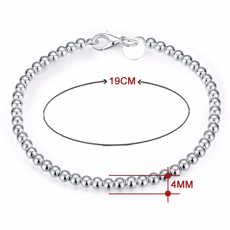 Новое поступление серебряный Модный Гладкий женский браслет 4 мм ювелирные