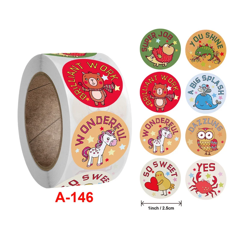 

500pcs/roll Reward Stickers for Kids Encourage Seals Labels Scrapbooks Sticker for School Teacher Supplies Cute Stickers