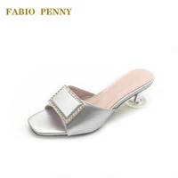 summer ladies slippers open toed sandals fashion personality womens sandals diamond metal trim casual ladies slippers