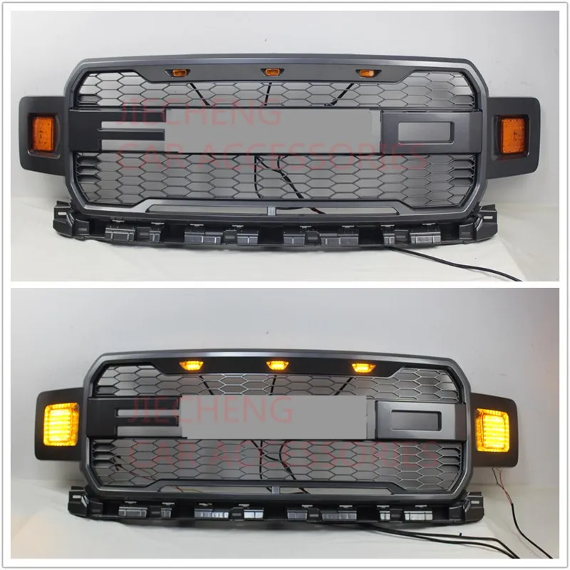 yellow led Модифицированная Передняя гоночная решетка RAPTOR GRILL BUMPER MESH накладка маска гриль подходит для FOT F-150 F150 автомобильные аксессуары для пикапа - Цвет: yellow led