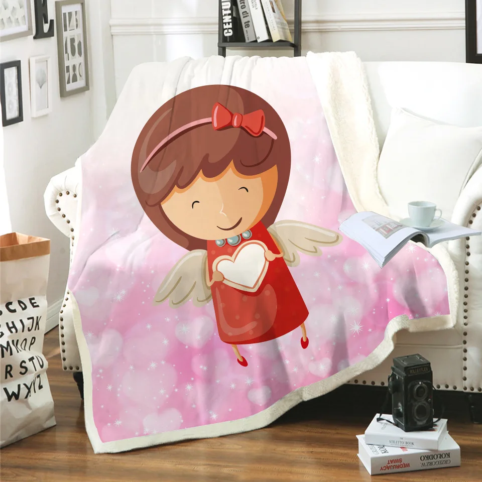 

Cupid Love Baby 3D Printed Sherpa Blanket Couch Quilt Cover Travel Bedding Outlet Velvet Plush Throw Fleece Blanket Bedspread 06