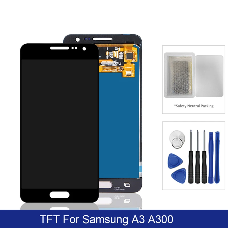 

Для Samsung Galaxy A3 2015, ЖК-дисплей, сенсорный экран, дигитайзер, для сборки на тонкопленочных транзисторах на тонкоплёночных транзисторах на SM A300F ...