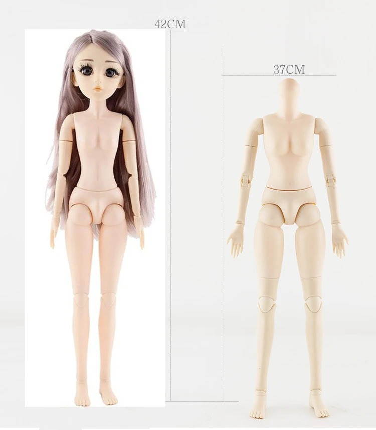 Новинка, 42 см, Bjd кукла, 24 шарнира, голая девочка, детское тело с 3D глазами, голова куклы, детские игрушки, аксессуары