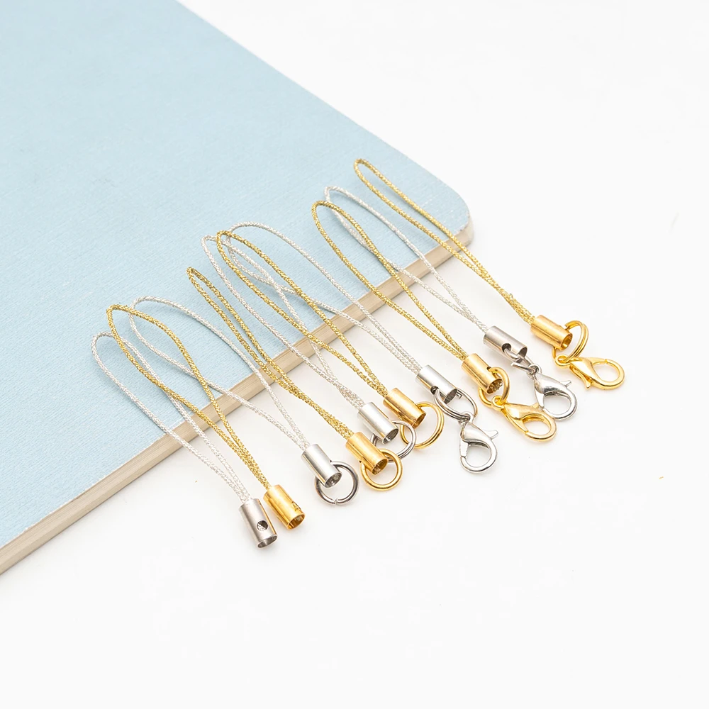 50 шт./лот Золотой/Серебряный цвет застежка лобстер ремешок шнур мобильные ремни