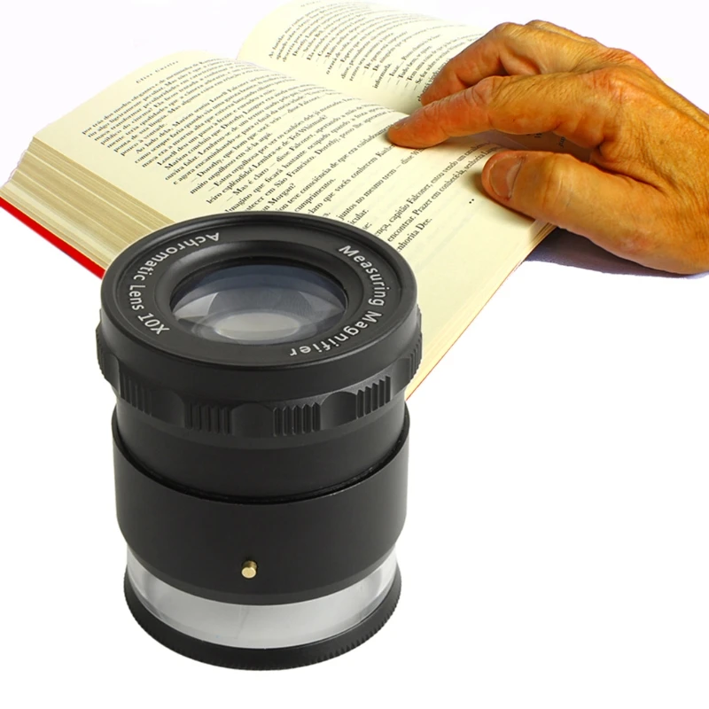 

35ED 10X Loupe Magnifier Multi-Functional Portable LED Scale Jeweler Loupe with 8 LED Light Reticle Scale Magnifying