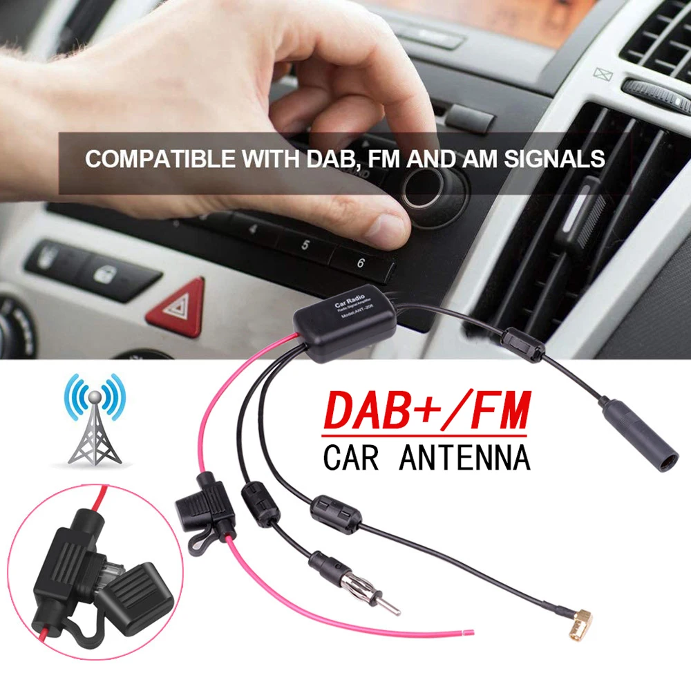 

12V FM/AM DAB Car Antenna SMB Plug Radio Signal Amplifier Aerial Booster Receive Enhance