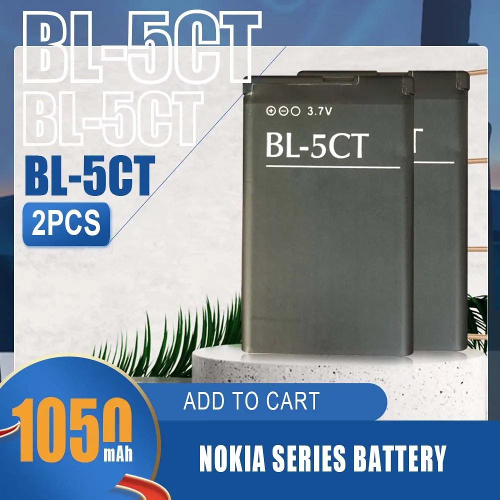 2 шт 3 7 V 1050 мА/ч BL 5CT литий Батарея для Nokia C6 01 C5 00 6303C 6730C 6303i 5220 3720C 5220XM C3 Мобильный