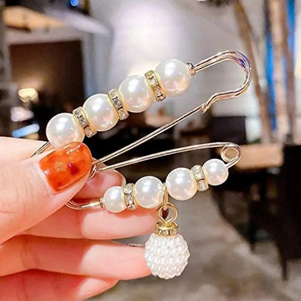 

80%HOT5Pcs Women Faux Pearl Large Pin Decorative Brooch Female Waist Clothing Clips
