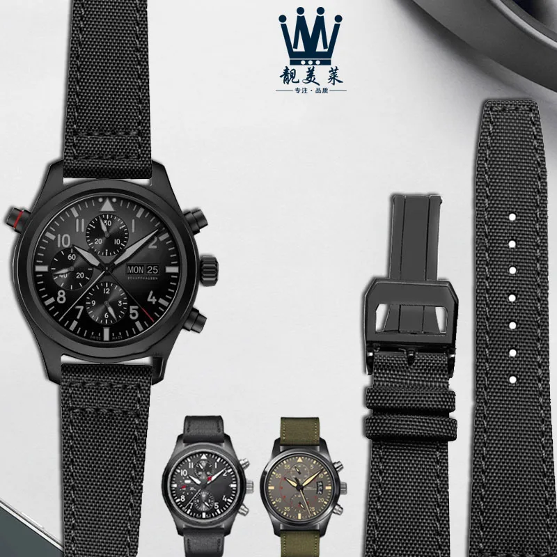 Фото Нейлоновый холщовый ремешок для часов IWC- PILOT Portugal Portofino, ремешок для часов 20 мм, 21 мм, 22 мм, браслет, черный, армейский, зеленый, синий, наручный ... №2
