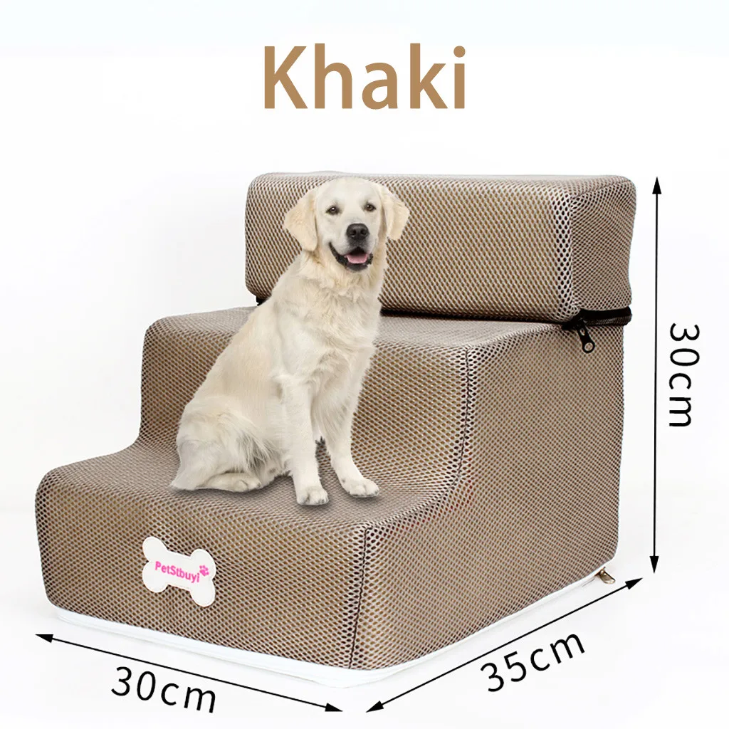 

# New Breathable Mesh Foldable Pet Stairs Detachable Pet Bed Cat Dog Ramp 3 Steps Dog Training Stairs