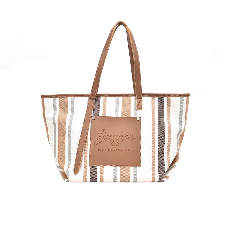 

Canvas bags Woman New Stripe One Shoulder Large bags Tote bags Handbagss