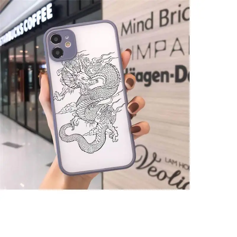 

Dragon God Pattern Phone Cases Matte transparent For Gray iPhone 12 Mini 11 Pro XR XS Max 7 8 Plus X Back Cover