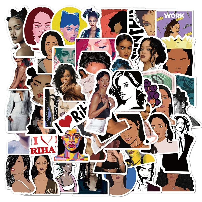 

50PCS Barbados Female Singer Graffiti Stickers DIY Baby Chilren's Classic Toy Bike Travel Luggage Guitar Waterproof PVC Decals