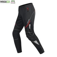 wosawe men winter sport pants warm fleece windproof waterproof reflect elastic outdoor trousers running mtb bike