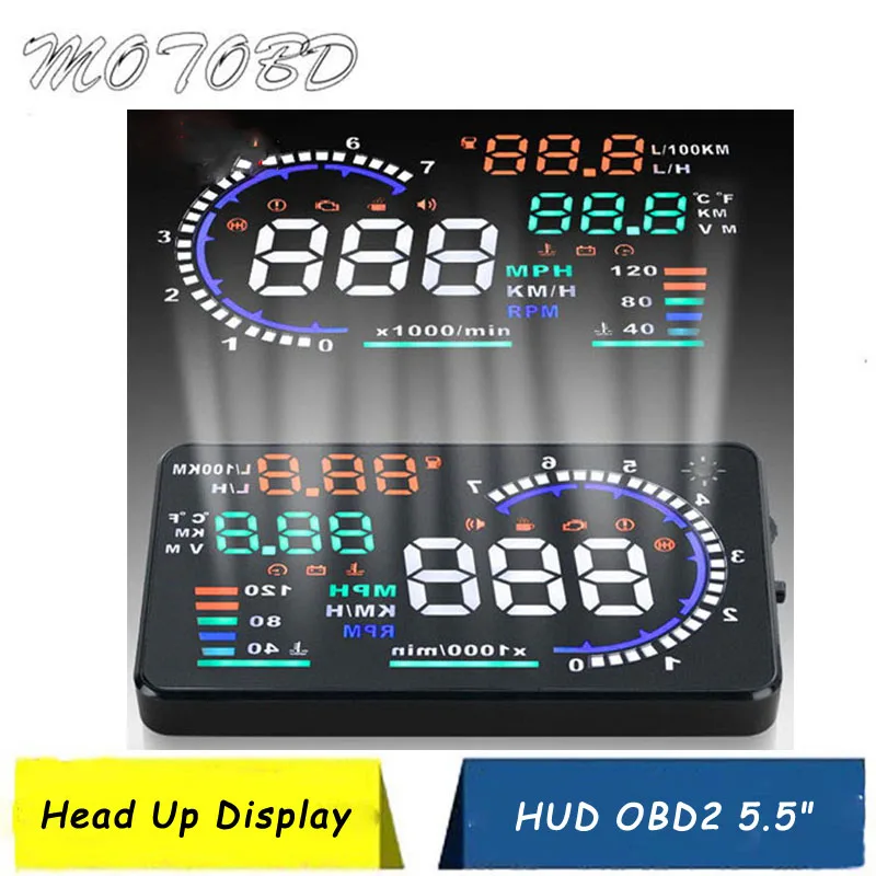 5 &quotБольшой Экран Авто HUD Дисплей км/h &amp миль в час) превышение скорости