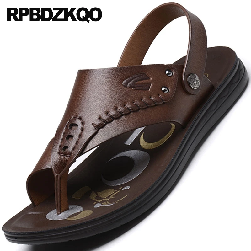 2019 петля для носка на открытом воздухе шлепанцы Римский кожа Известный бренд