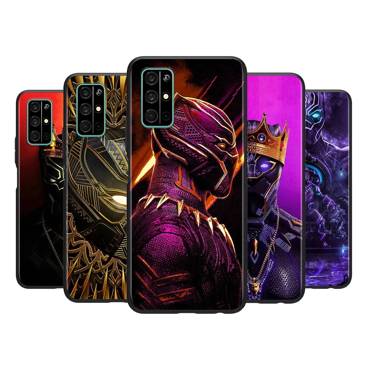 

Marvel Avengers Black Panther For HUAWEI Honor 50 30 V30 20 View 20 20E X10 10 Pro SE Lite 5G Silicone Black Soft Phone Case