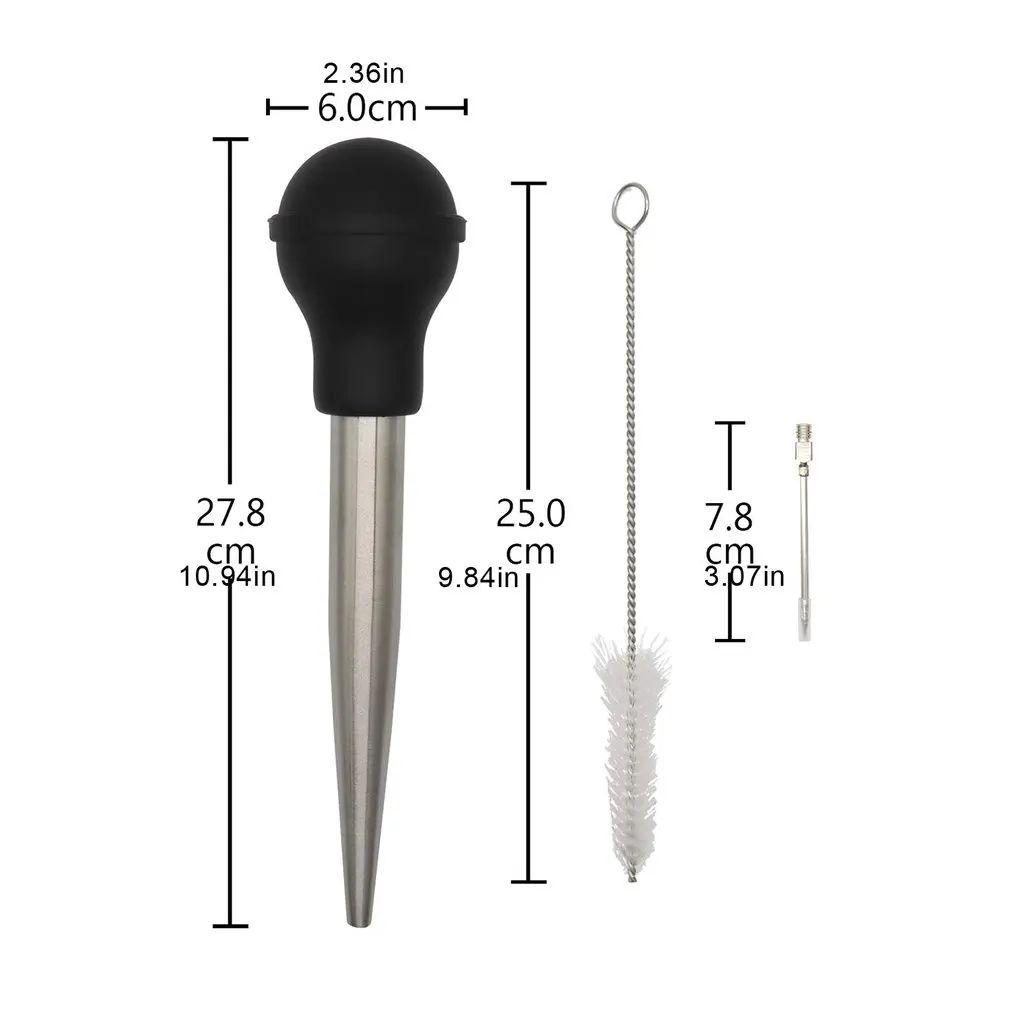 

Food-grade Safe Stainless Steel Meat Baster Syringe With Cleaning Brush And Marinade Needles With Injector