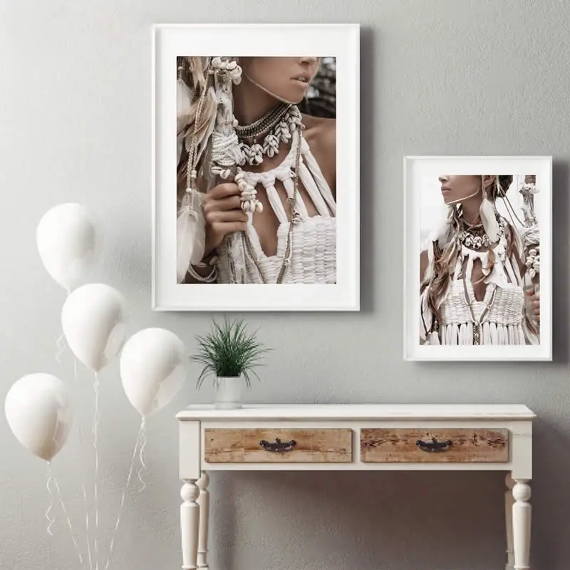 Новогодний постер для красивой девушки Художественная печать на холсте богемная