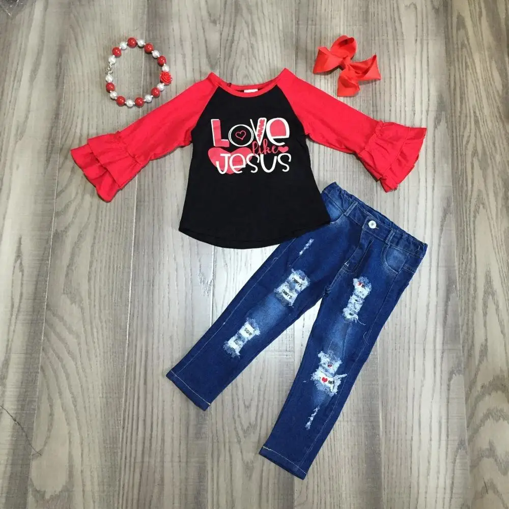 Одежда для маленьких девочек на День Святого Валентина рубашка с надписью love