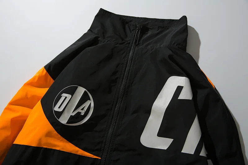 2019 Hip Hop Jacket Windbreaker Men Harajuku Color Block Loose Casual Track Streetwear | Мужская одежда