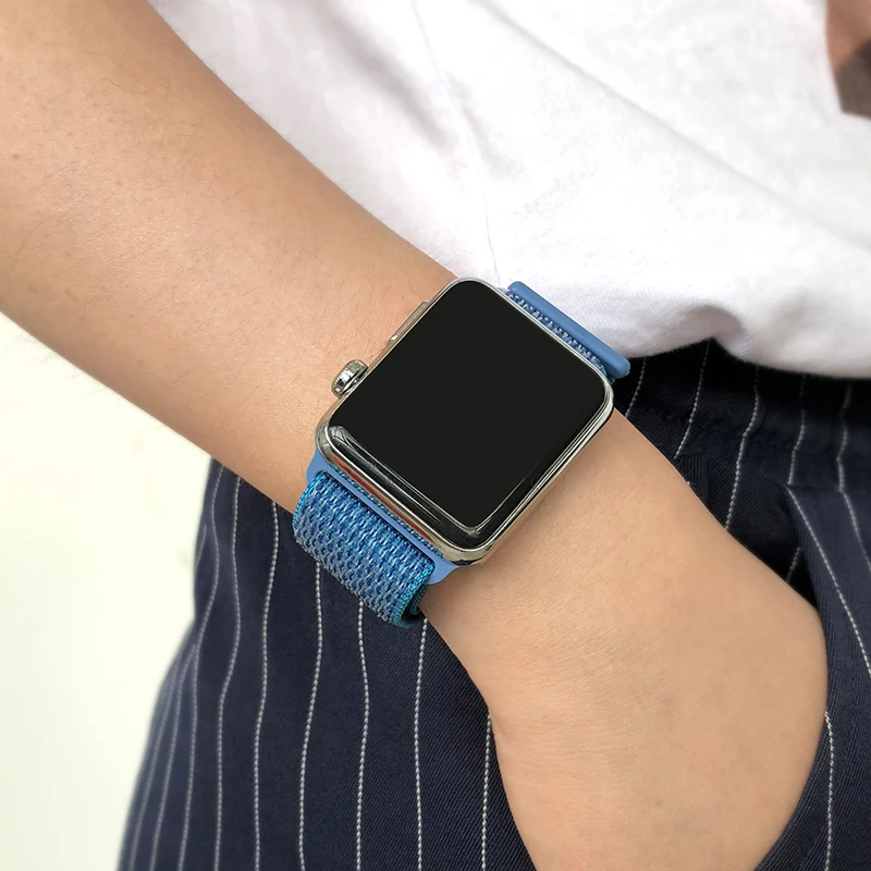 Für Apple часы Uhr группа серии 3/2/1 38 мм 42 мм нейлон Weiche Atmungsaktive нейлон für наручных часов iWatch, ersatz Спорт Шлайфе series4 40 мм 44 м