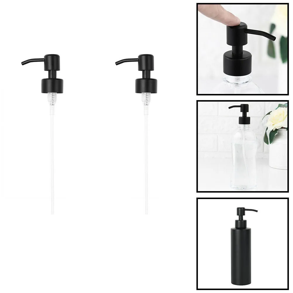 

2pcs Stainless Steel Hand Liquid Soap Pump Dispenser Nozzle Lotion Detergent Shampoo Bottle Replacement Jar Tube Bathroom Gadget