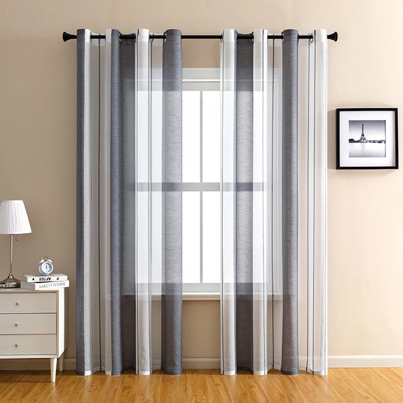 В полоску занавески для Гостиная шторы из тюля спальни Кухня Современный серый