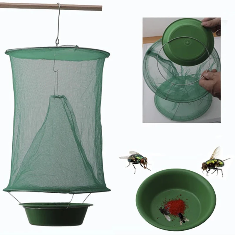 

1PCS Green Hanging Flycatcher Folding Net Fly Trap Summer Mosquito Fly Traps Bait Station Wasp Insect Bug Killer Flies Catcher