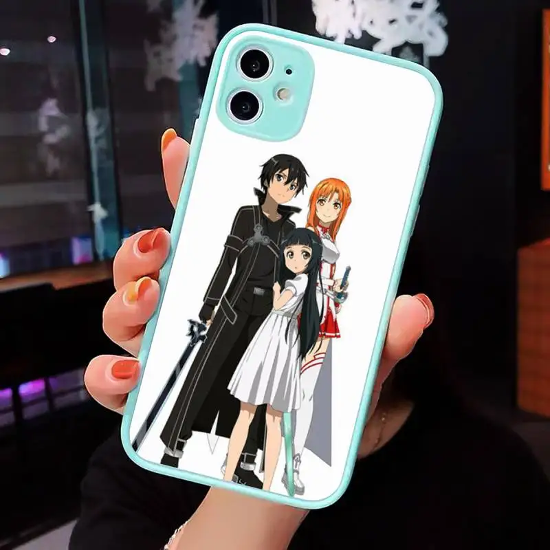

Sword Art Online SAO Phone Case Matte transparent For blue iPhone 12 Mini 11 Pro XR XS Max 7 8 Plus X Back Cover