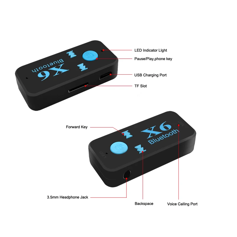 Приемник X6 Bluetooth 5 0 3 мм AUX Автомобильная стерео аудио Музыка с микрофоном