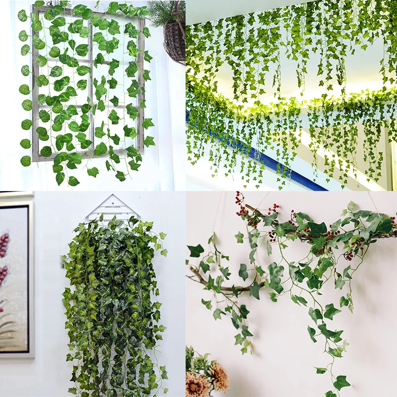 Искусственные растения из ротанга 230 см гирлянда с зелеными листьями плюща лозы