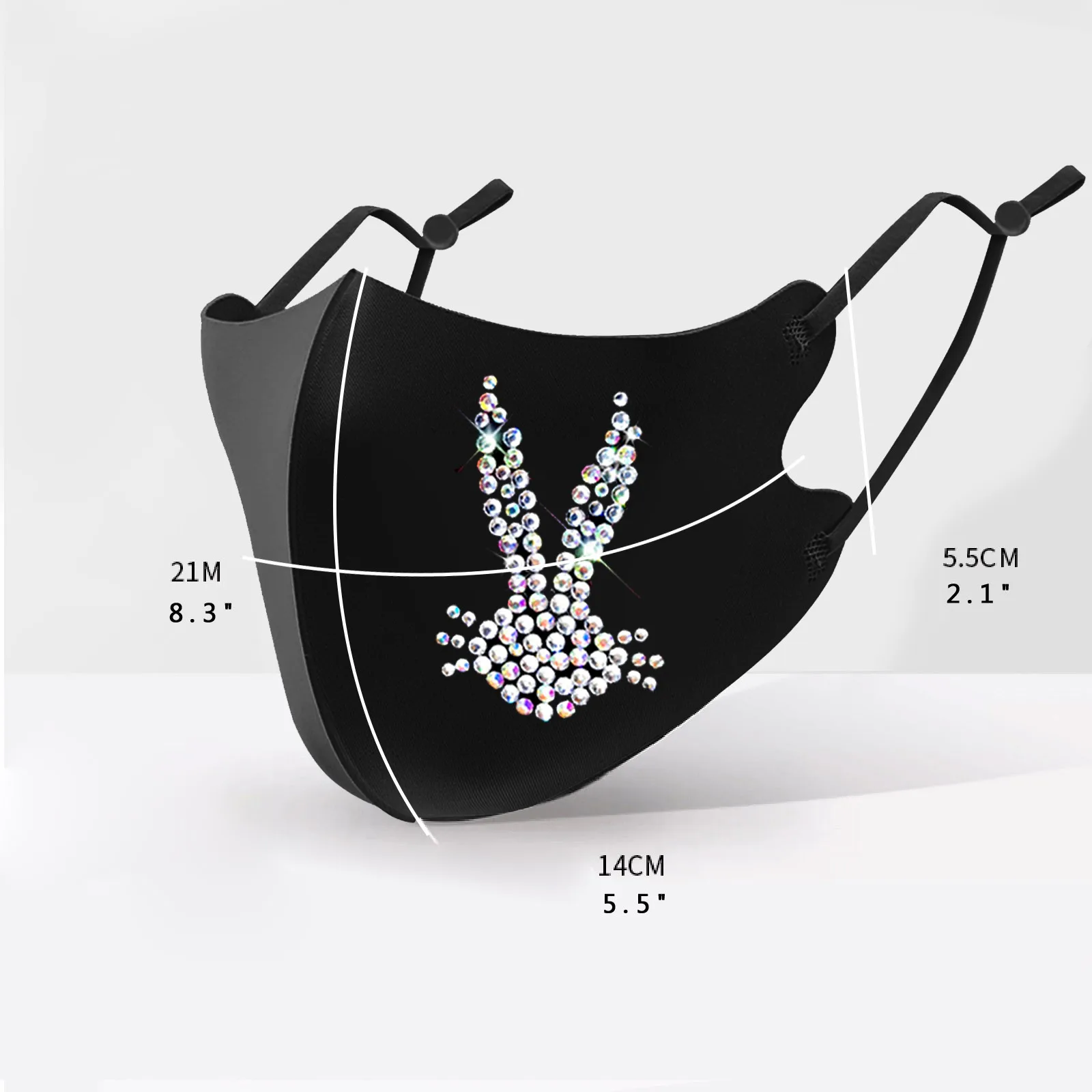 

Headband 1PC masque mascarillas Rabbit Water-Saving Diamond Sequined Mask Diamond Breathing Mouth Party mascherine Maske