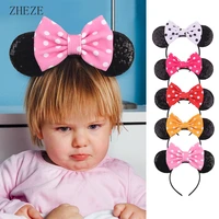 new black sequins mouse ears hairband children cute dot 5 bows headband for girls diy party hair accessories gift femme